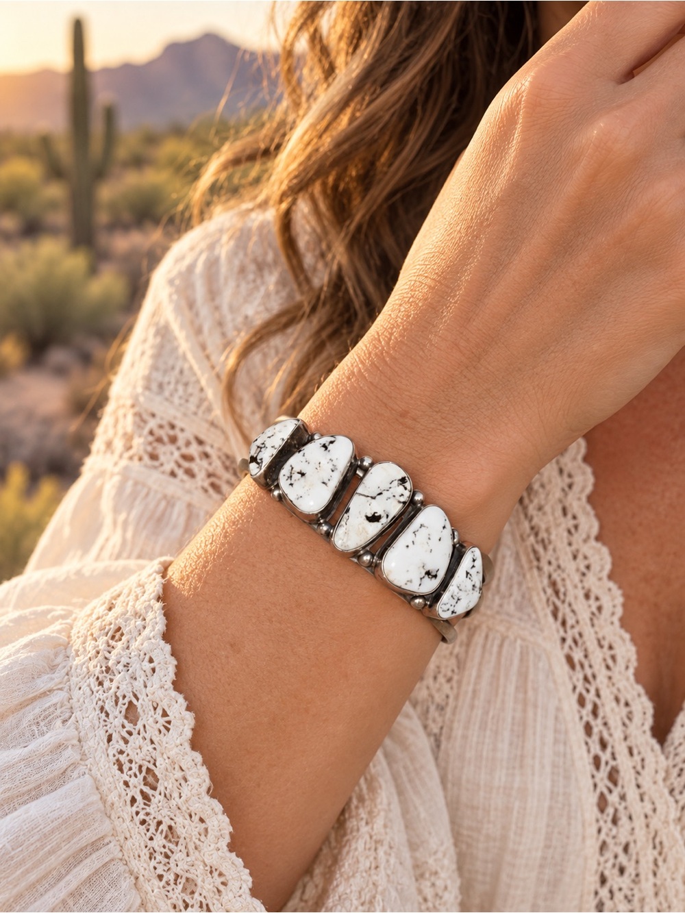 Signed White Buffalo Sterling Silver Cuff 🤍